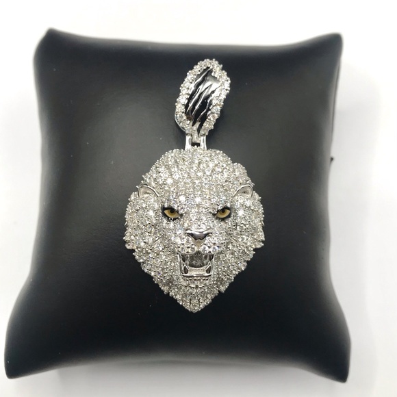 925 Sterling Silver 2.90CT MOISSANITE 3D Lion Men’s Pendant